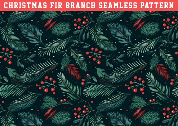 Christmas Fir Branch Seamless Pattern