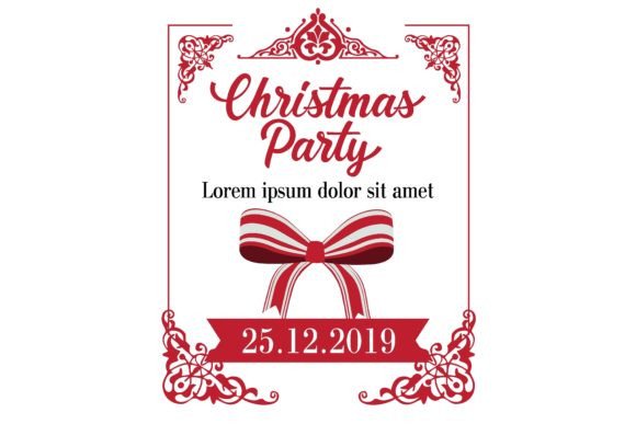 Christmas Party Lettering in Red Frame W