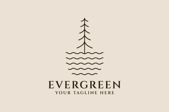 Evergreen Logo Line Art Design