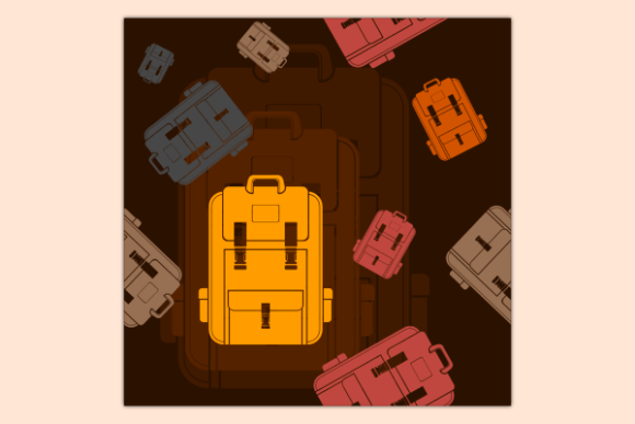 Flat School Bag Dark Seamless Pattern
