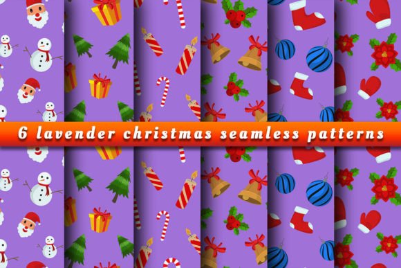 Lavender Christmas Seamless Patterns