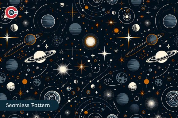 Minimal Cosmic Elements Seamless Pattern for Modern Design