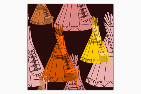 Oblique Native America Tent Dark Pattern for Creative Projects