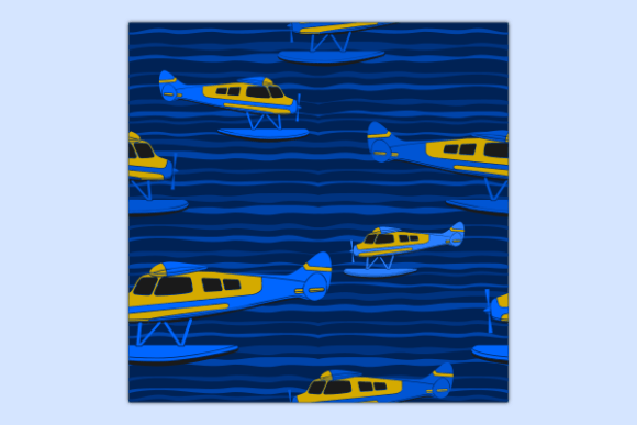 Side View Pontoon Plane Dark Pattern for Creative Projects