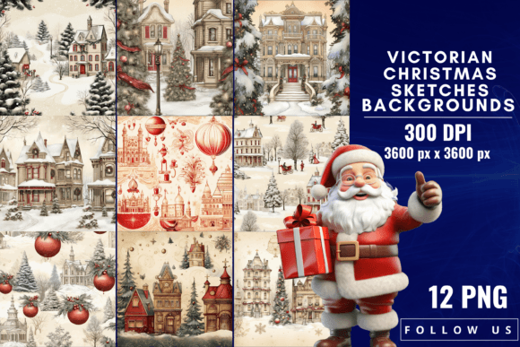 Victorian Christmas Sketches Backgrounds