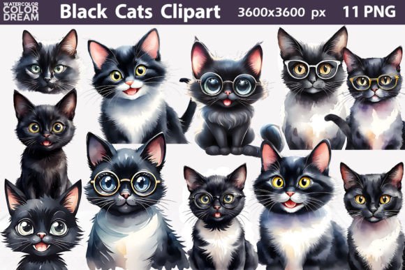 Watercolor Black Cats Clipart: A Strategic Design Resource for Creative Professionals