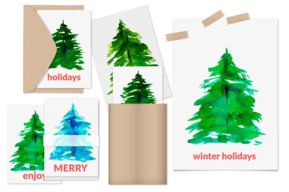 Watercolor Christmas Trees for Creative and Practical Uses